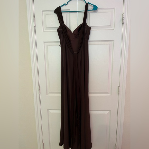 Brown formal gown . Size 12. Beautiful draping in the back. - Picture 1 of 8